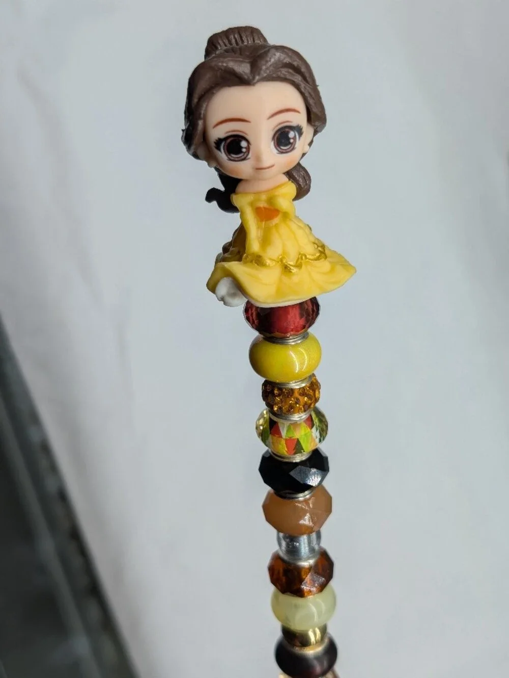 Hand Made Beaded Fairy Wand/Plant/Garden Stake W/Belle Topper